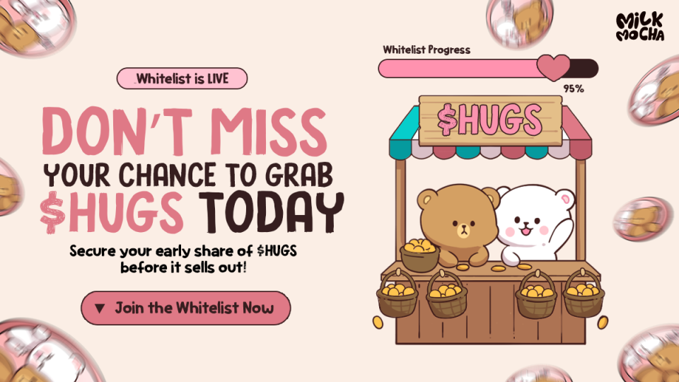 Don't get locked in. The $HUGS flexible staking system offers true freedom. Get on the whitelist before it closes.