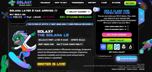 Solaxy Layer 2 blockchain infrastructure logo built on Solana network with scalability enhancement graphics