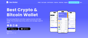 Best Wallet multi-chain cryptocurrency wallet logo with integrated token launchpad and staking features
